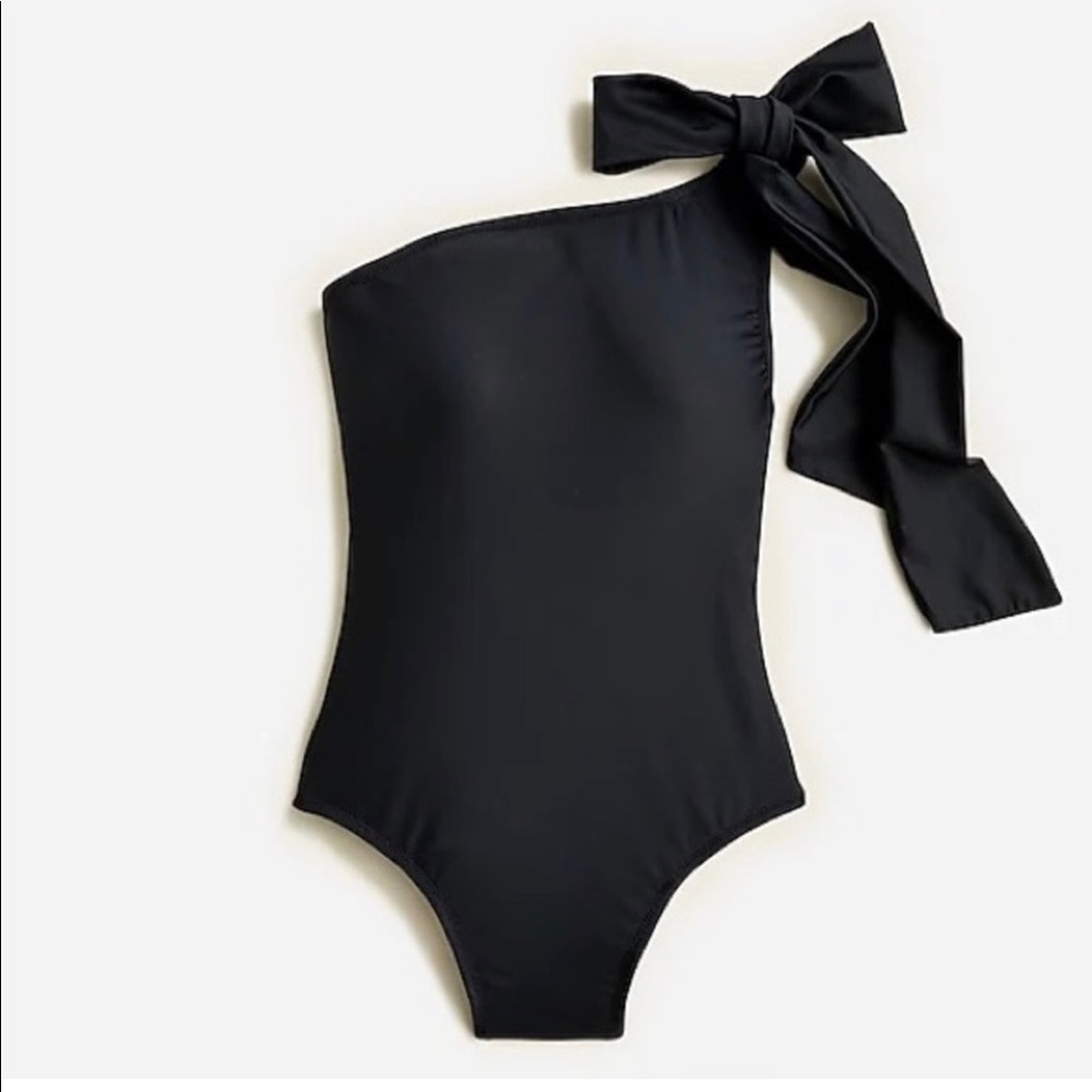 Black one shoulder bow sleeve bodysuit- NEVER WORN!